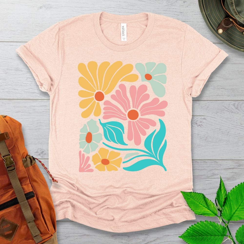 Wavy Retro Flowers Tshirt