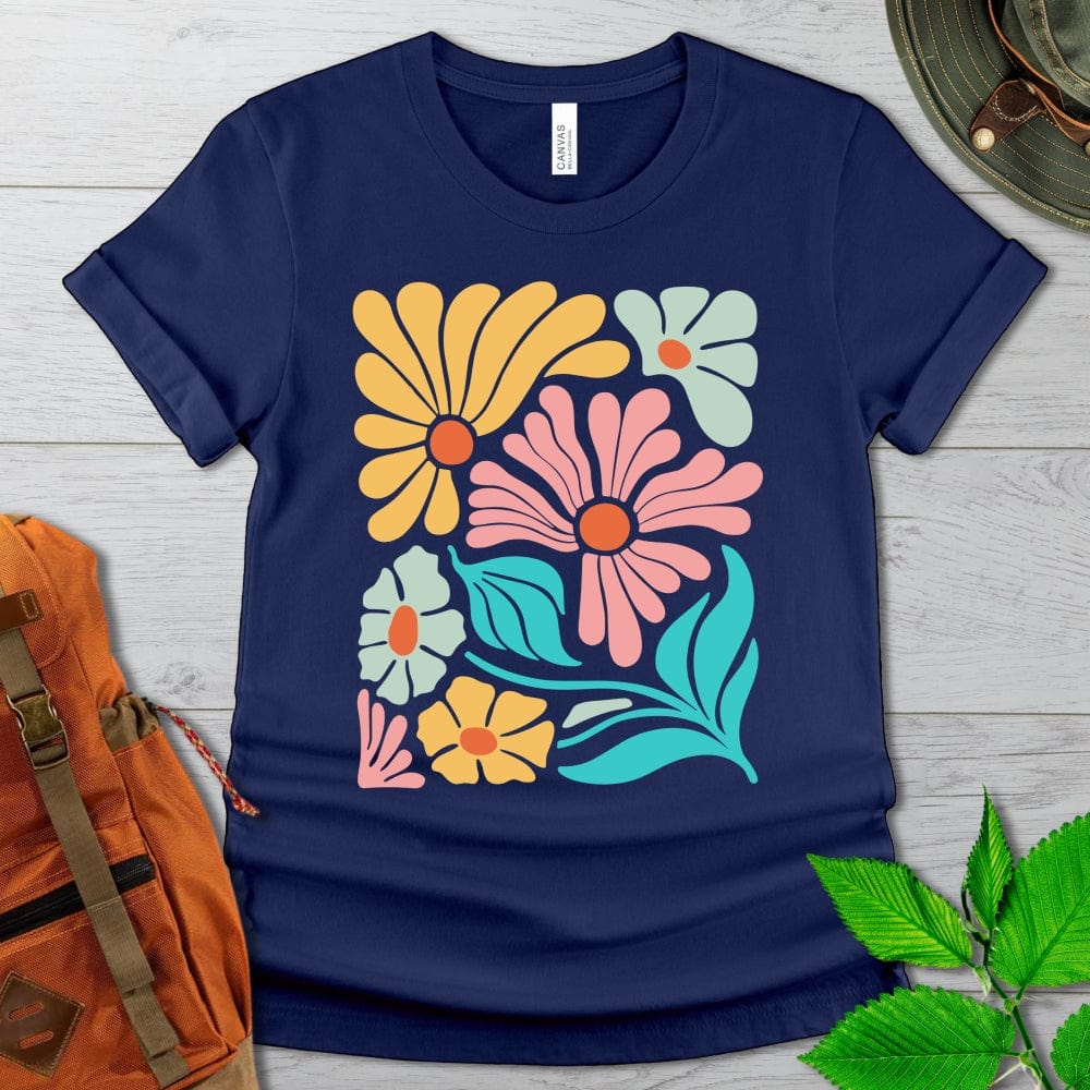 Wavy Retro Flowers Tshirt