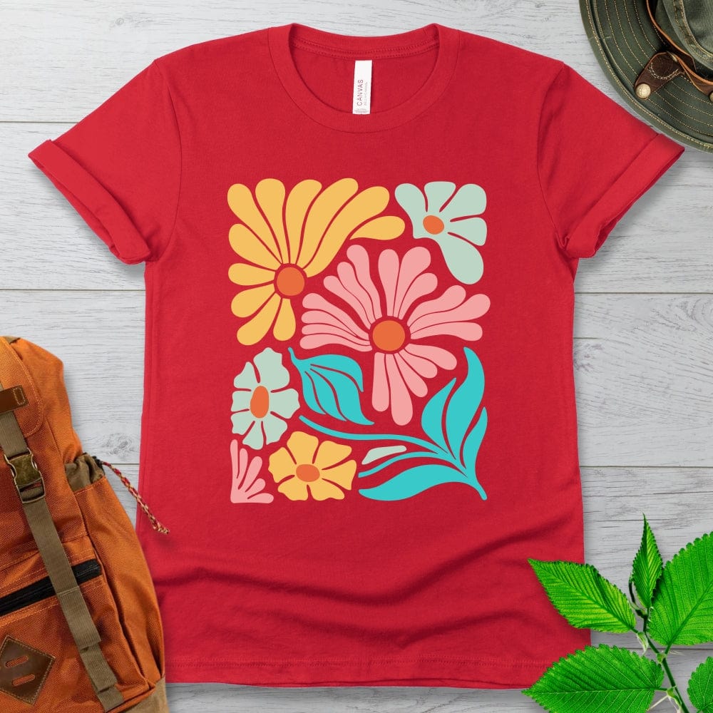 Wavy Retro Flowers Tshirt