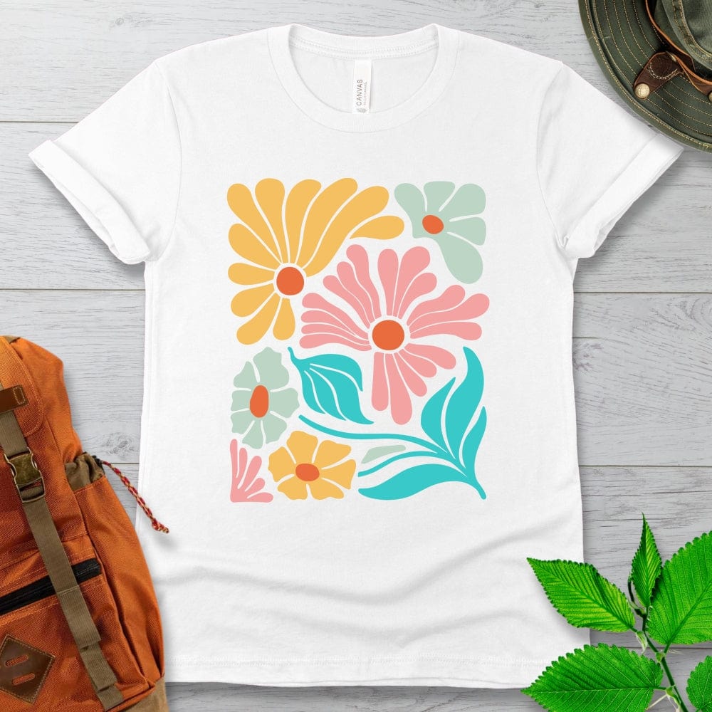 Wavy Retro Flowers Tshirt