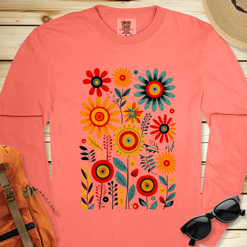Boho Flowers Long Sleeve Tshirt