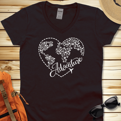 Travel Adventure Heart V-Neck Tshirt