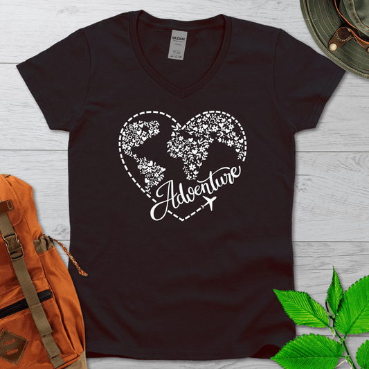 Travel Adventure Heart V-Neck Tshirt