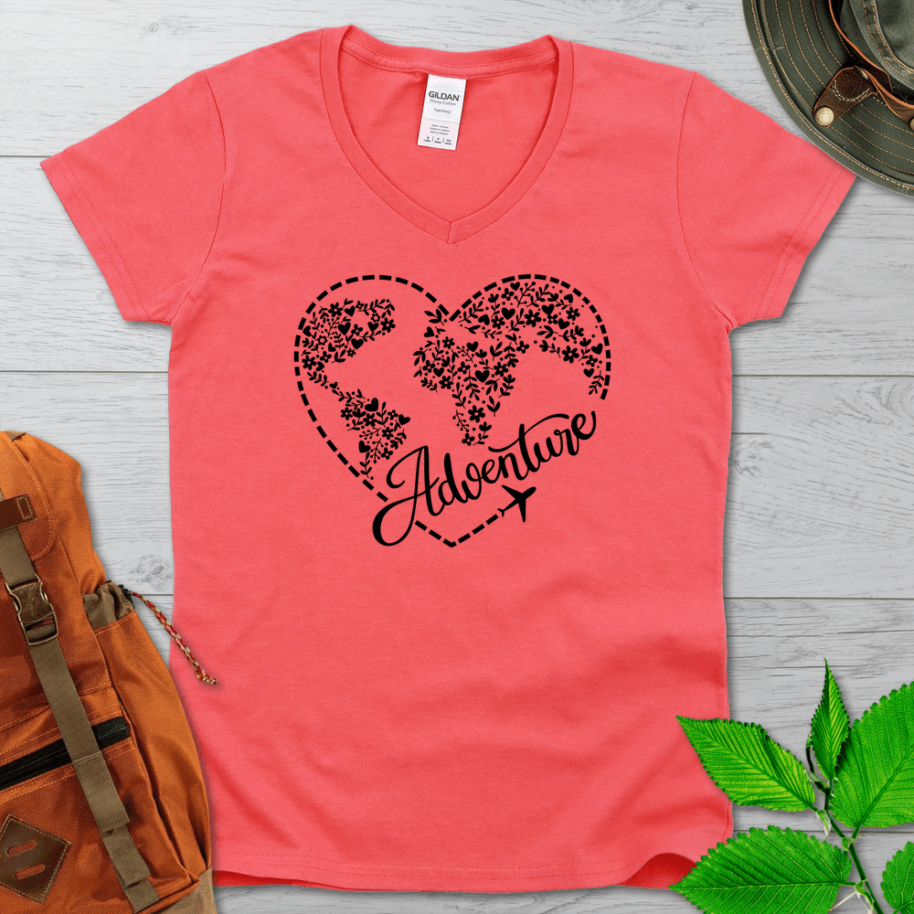 Travel Adventure Heart V-Neck Tshirt