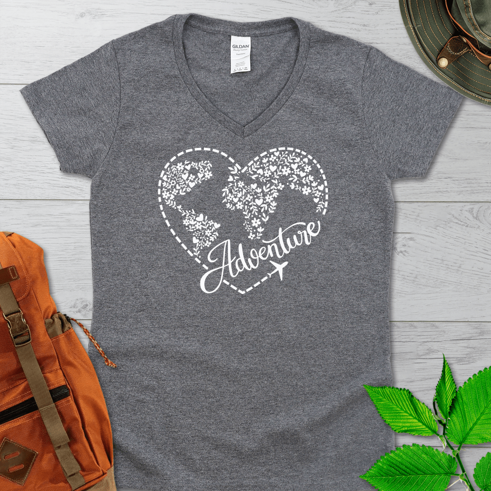 Travel Adventure Heart V-Neck Tshirt