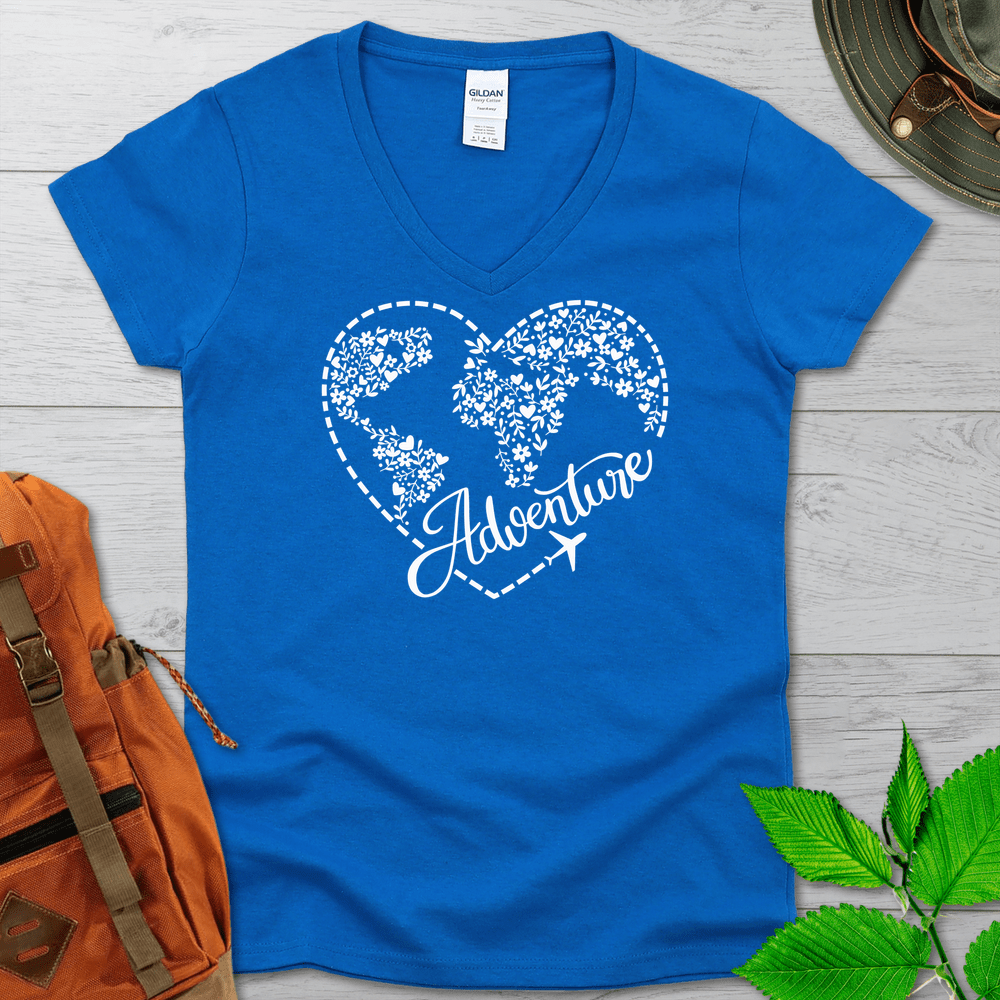 Travel Adventure Heart V-Neck Tshirt