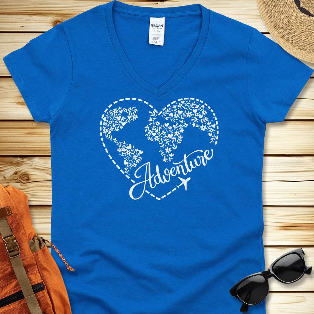 Travel Adventure Heart V-Neck Tshirt