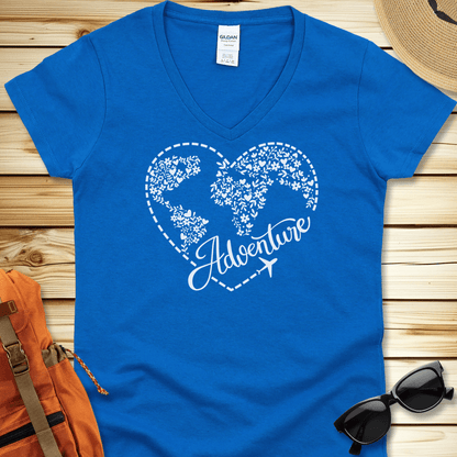 Travel Adventure Heart V-Neck Tshirt