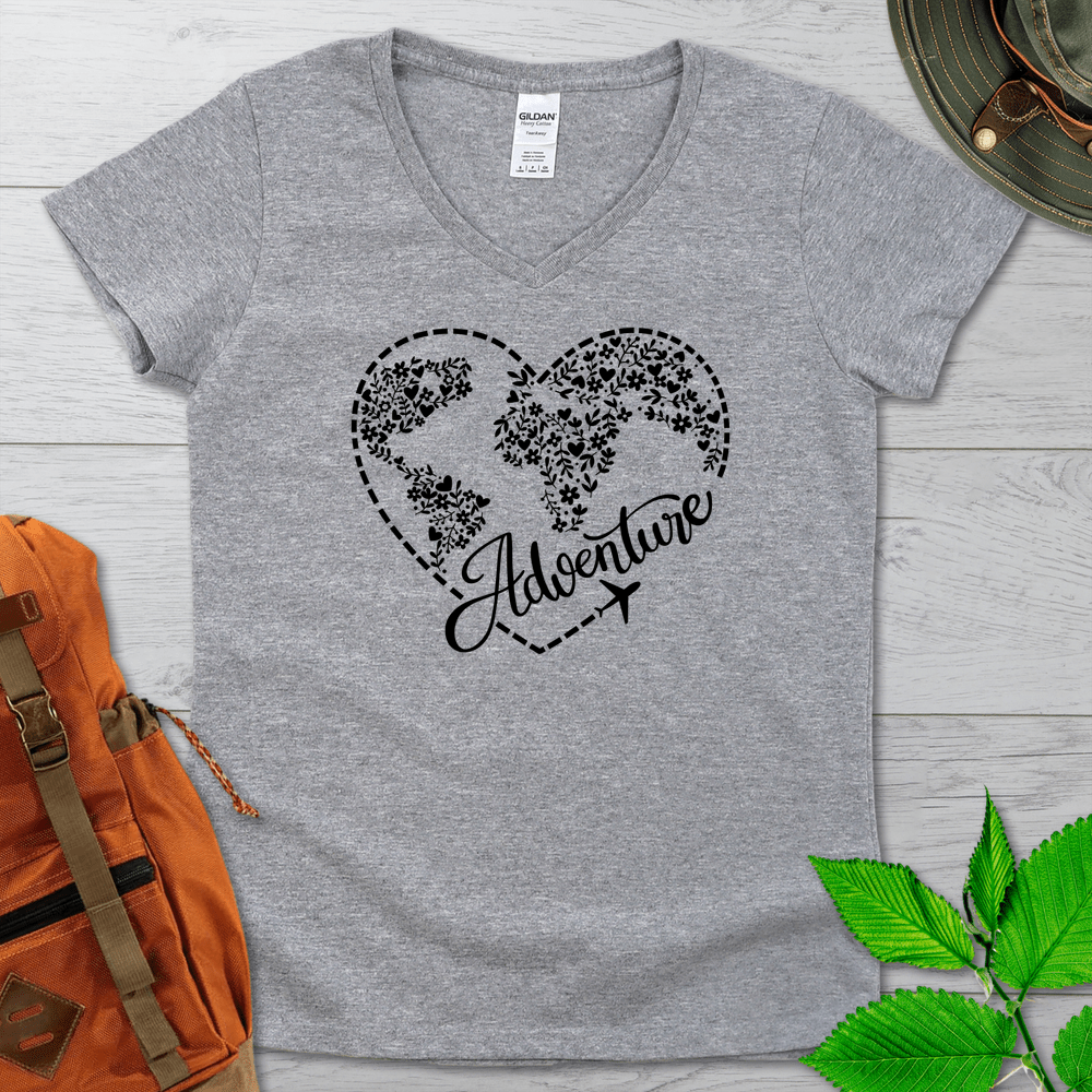 Travel Adventure Heart V-Neck Tshirt