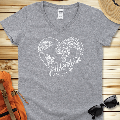 Travel Adventure Heart V-Neck Tshirt