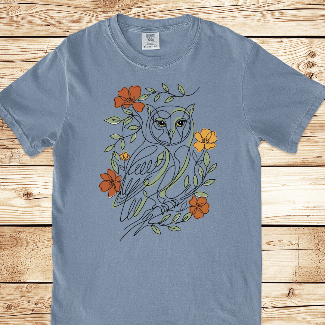 Picasso Inspired LineArt Owl Relaxed Fit Tee - Ramblin Road