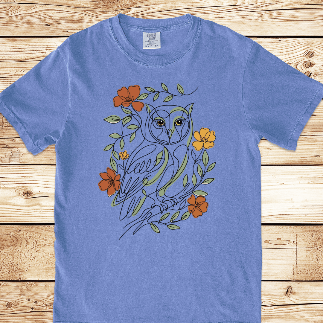 Picasso Inspired LineArt Owl Relaxed Fit Tee - Ramblin Road