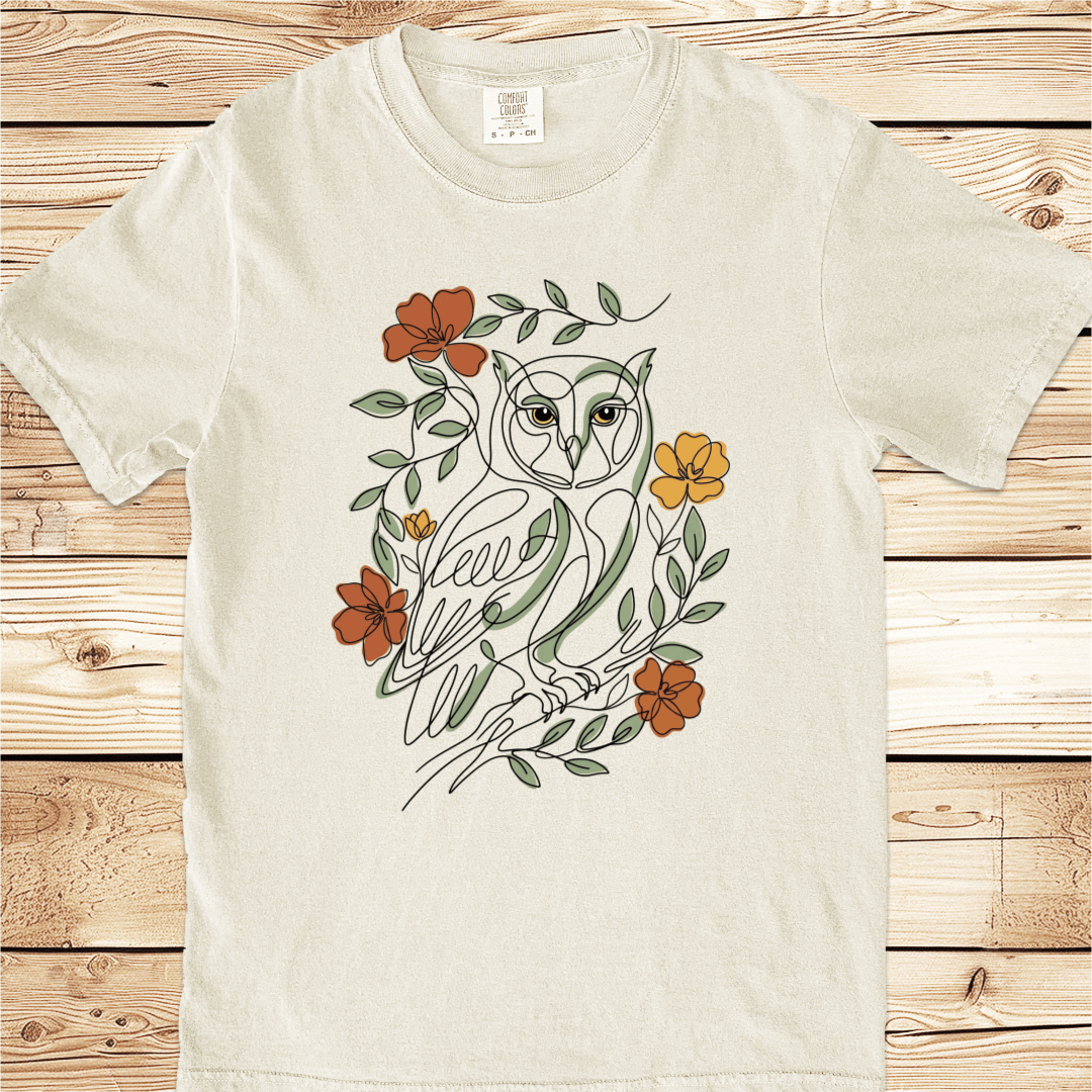 Picasso Inspired LineArt Owl Relaxed Fit Tee - Ramblin Road