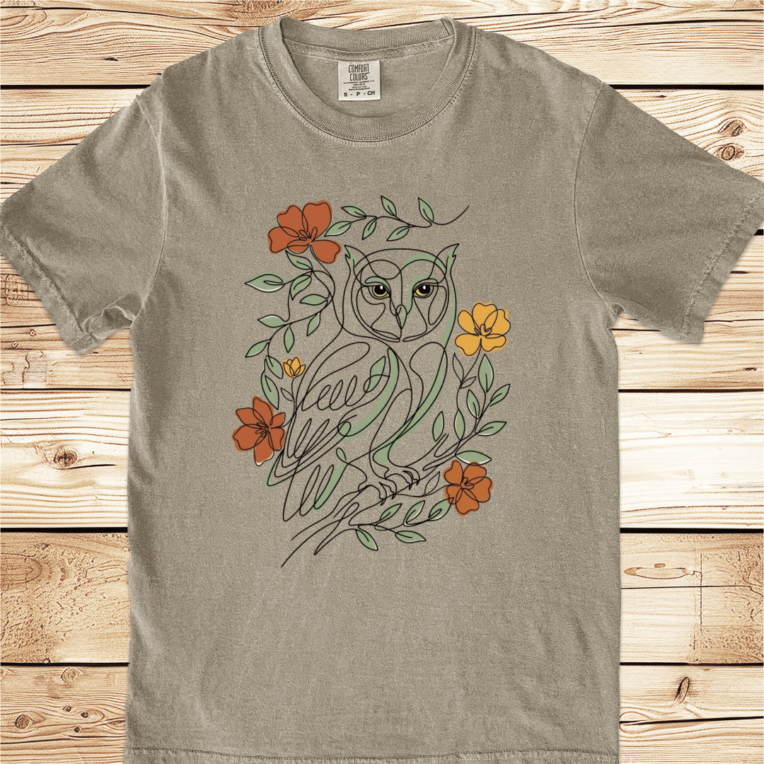 Picasso Inspired LineArt Owl Relaxed Fit Tee - Ramblin Road