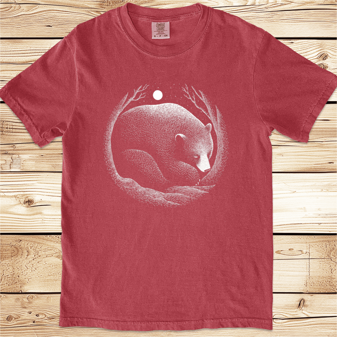 Hybernating Linoocut Bear Relaxed Fit Tee - Ramblin Road
