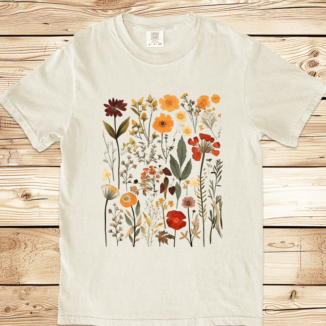 Vintage Pressed Flowers Relaxed Fit Tee - Ramblin Road