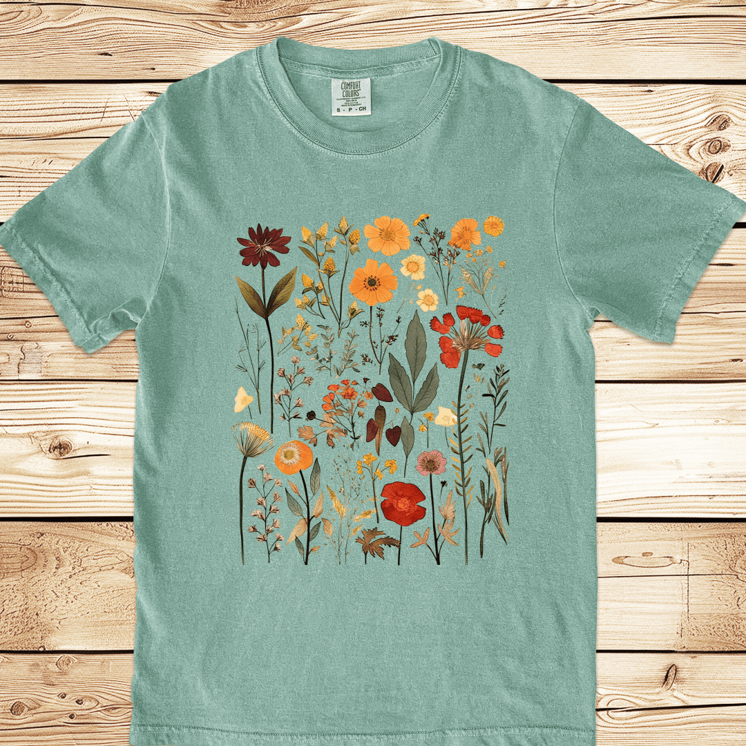 Vintage Pressed Flowers Relaxed Fit Tee - Ramblin Road