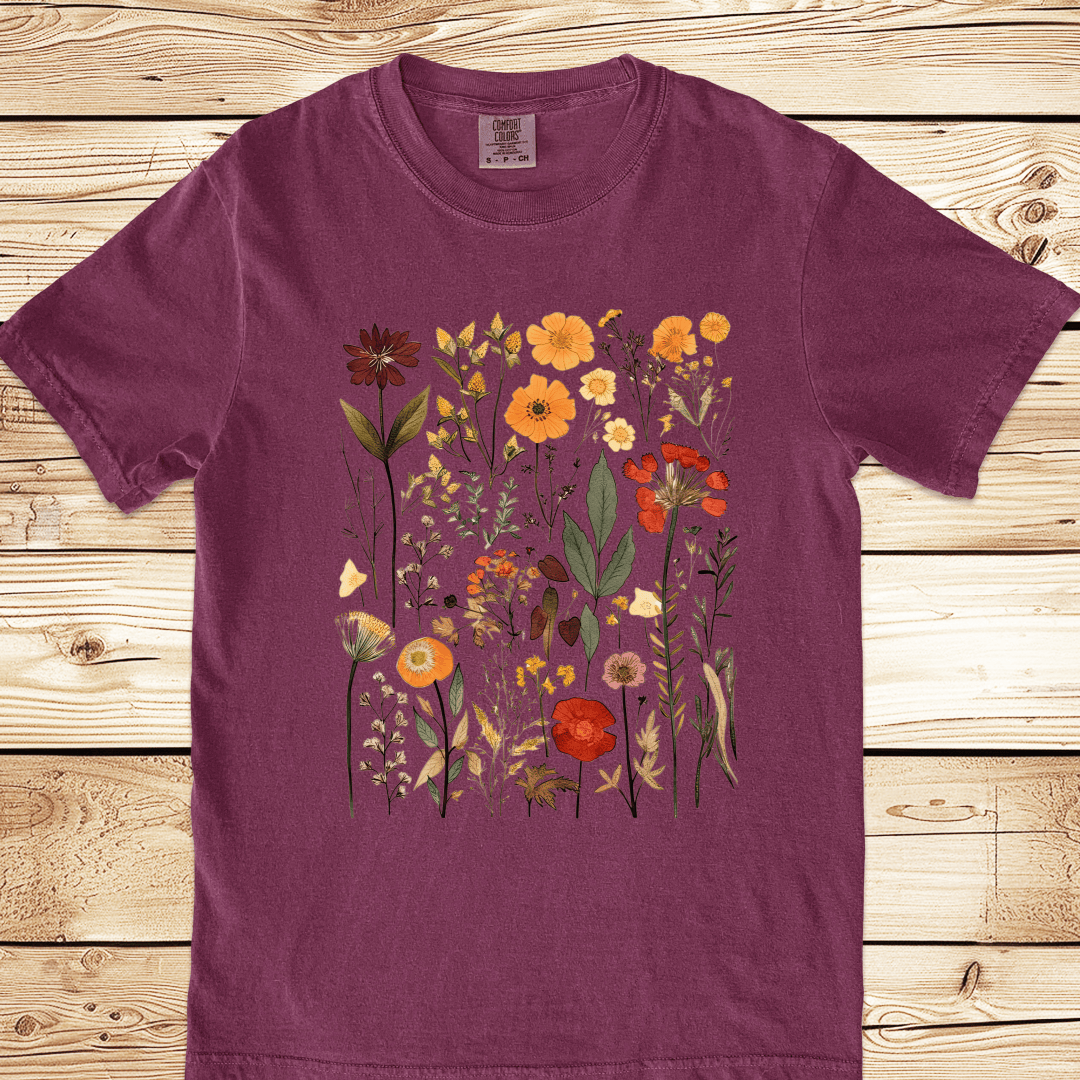 Vintage Pressed Flowers Relaxed Fit Tee - Ramblin Road
