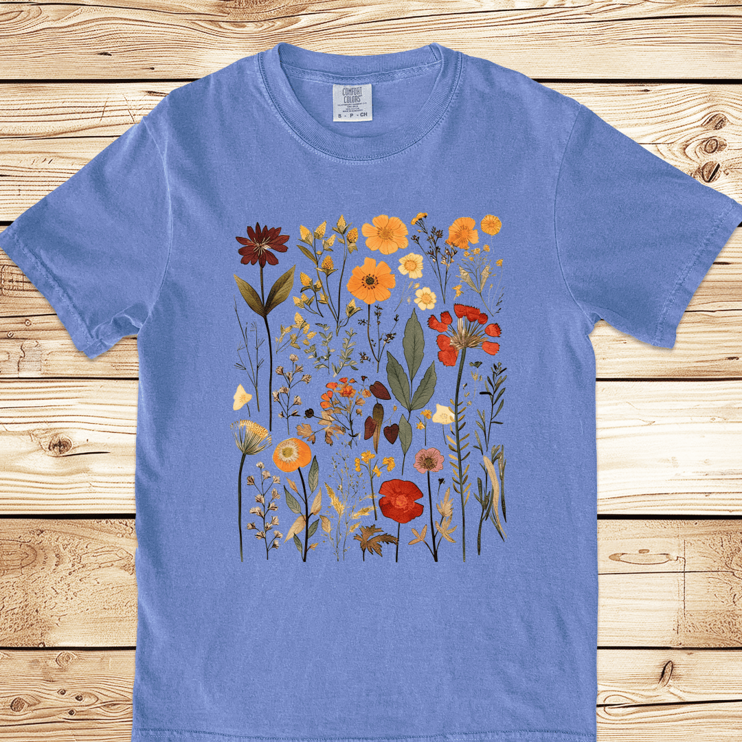 Vintage Pressed Flowers Relaxed Fit Tee - Ramblin Road