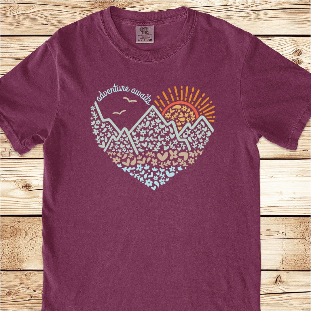 Adventure Awaits Heart Relaxed Fit Tee - Ramblin Road