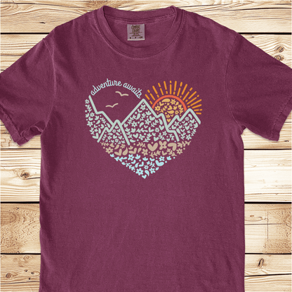 Adventure Awaits Heart Relaxed Fit Tee - Ramblin Road