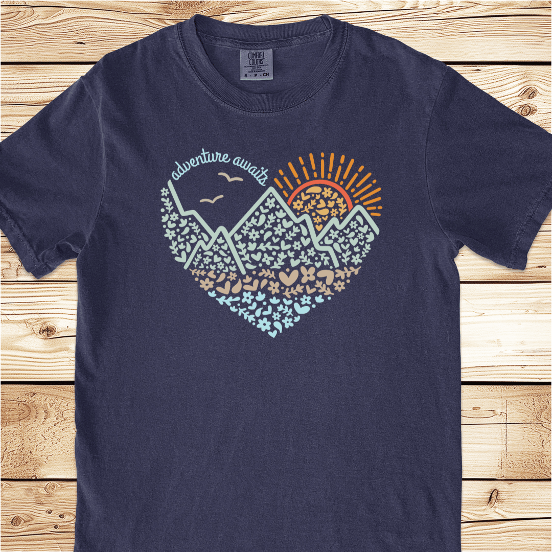 Adventure Awaits Heart Relaxed Fit Tee - Ramblin Road