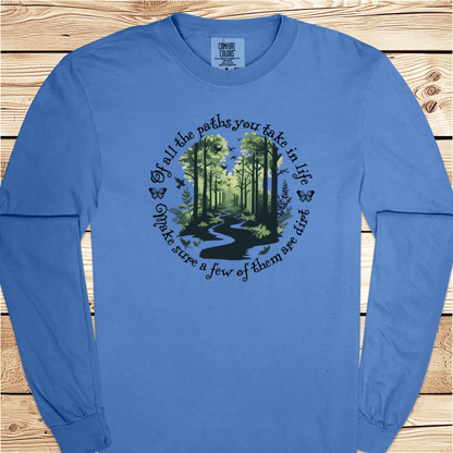 Scenic Dirt Path White Long Sleeve Tshirt - Ramblin Road