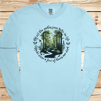 Scenic Dirt Path White Long Sleeve Tshirt - Ramblin Road