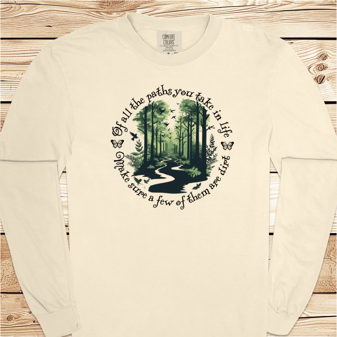 Scenic Dirt Path White Long Sleeve Tshirt - Ramblin Road