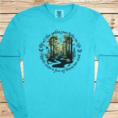 Scenic Dirt Path White Long Sleeve Tshirt - Ramblin Road