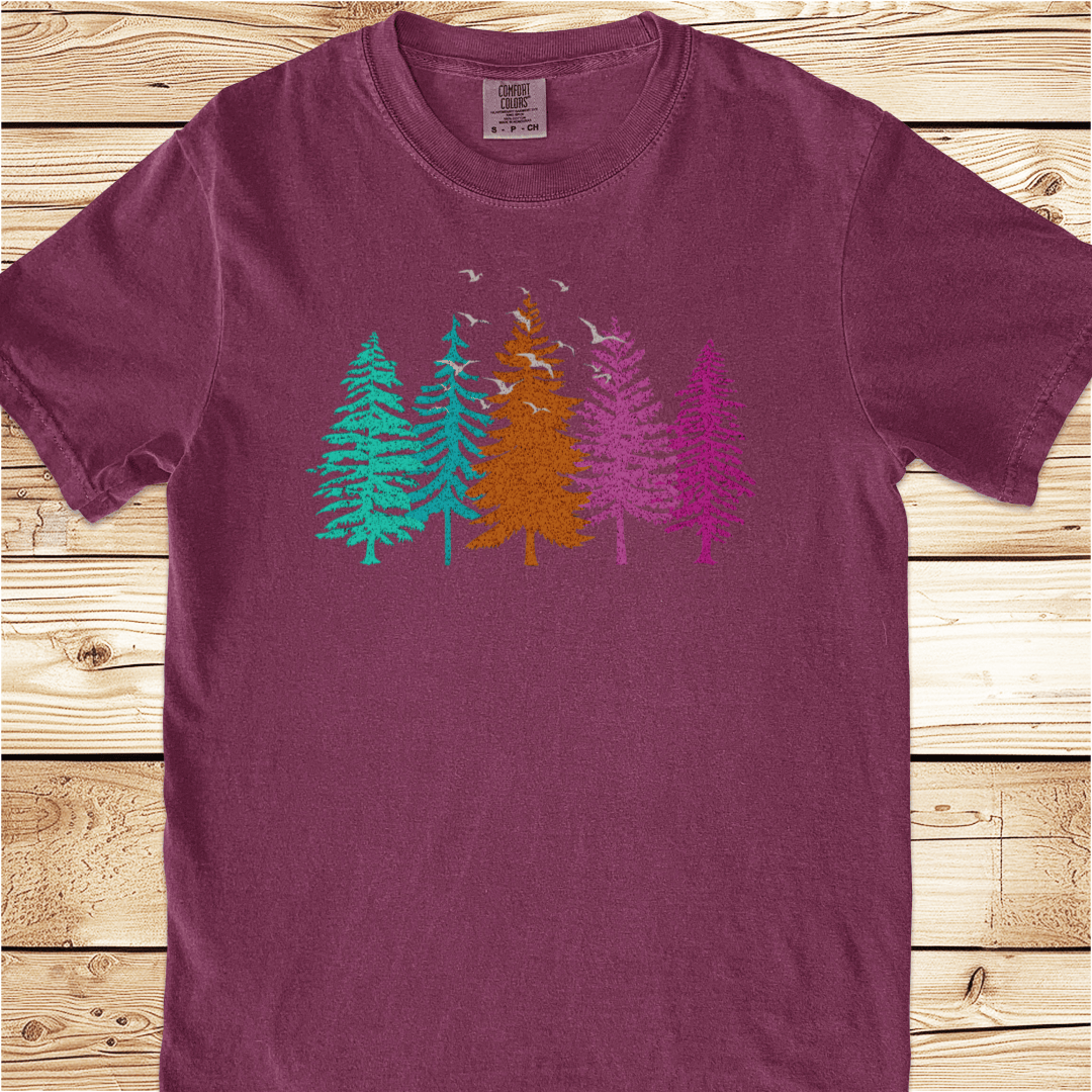 Colorful Pine Forest Relaxed Fit Tee - Ramblin Road