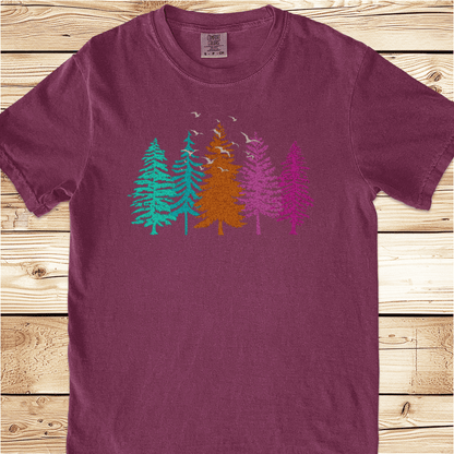 Colorful Pine Forest Relaxed Fit Tee - Ramblin Road