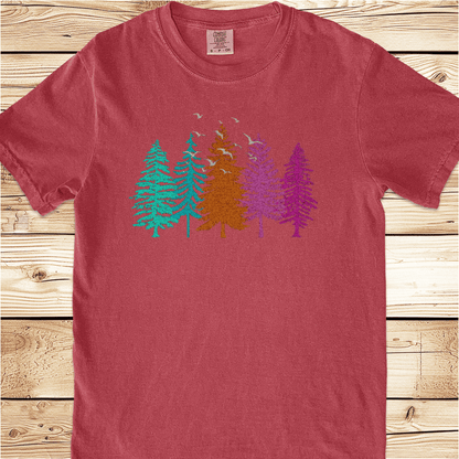 Colorful Pine Forest Relaxed Fit Tee - Ramblin Road