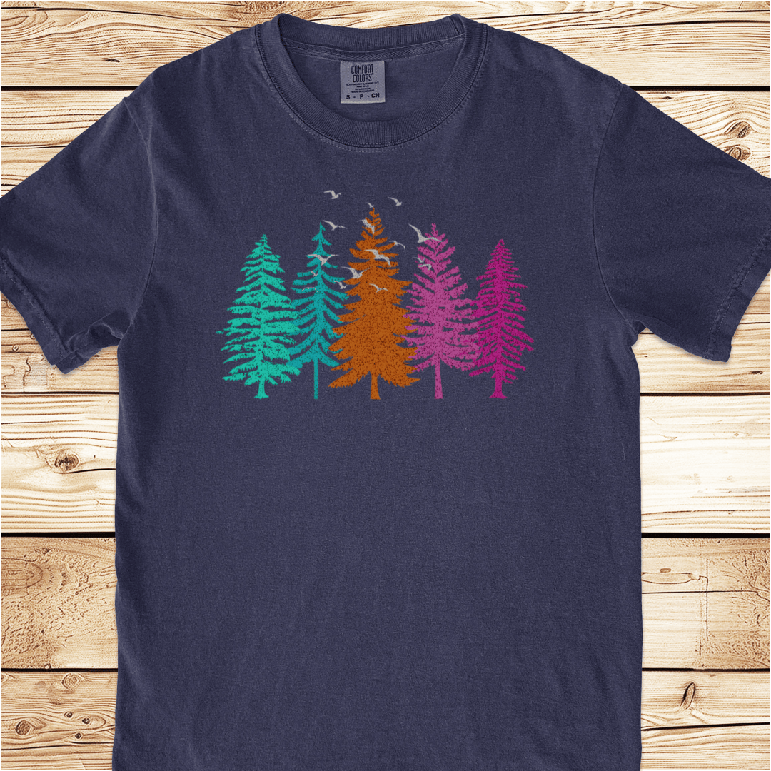 Colorful Pine Forest Relaxed Fit Tee - Ramblin Road