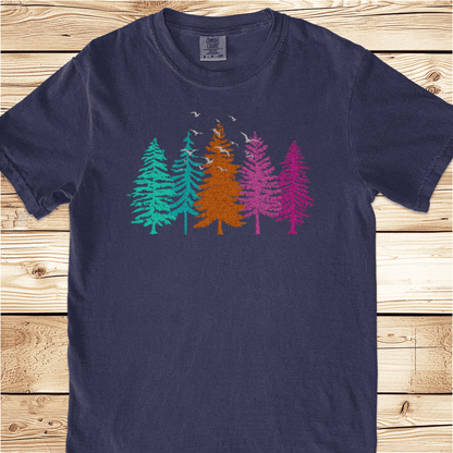 Colorful Pine Forest Relaxed Fit Tee - Ramblin Road