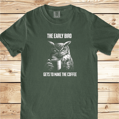The Early Bird Makes Coffee Relaxed Fit Tee - Ramblin Road