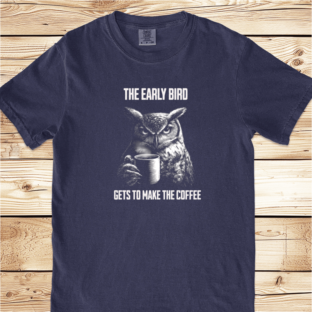 The Early Bird Makes Coffee Relaxed Fit Tee - Ramblin Road