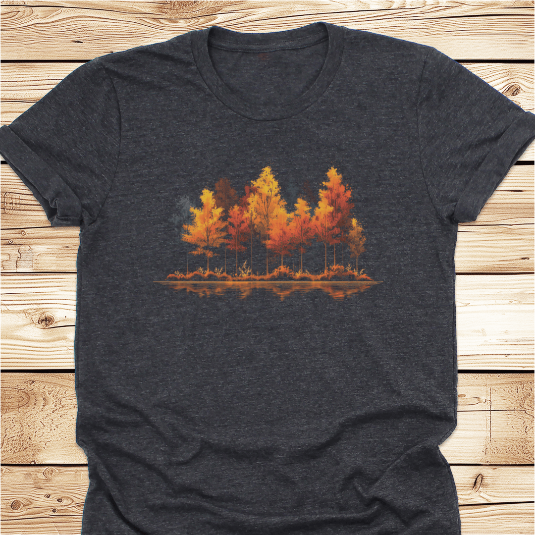 Vibrant Fall Trees at the Lake Tshirt - Ramblin Road