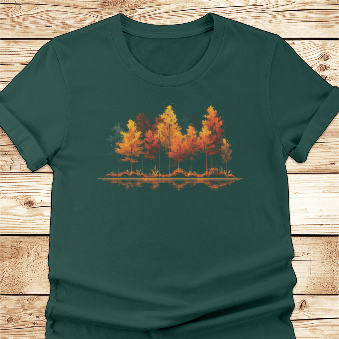Vibrant Fall Trees at the Lake Tshirt - Ramblin Road