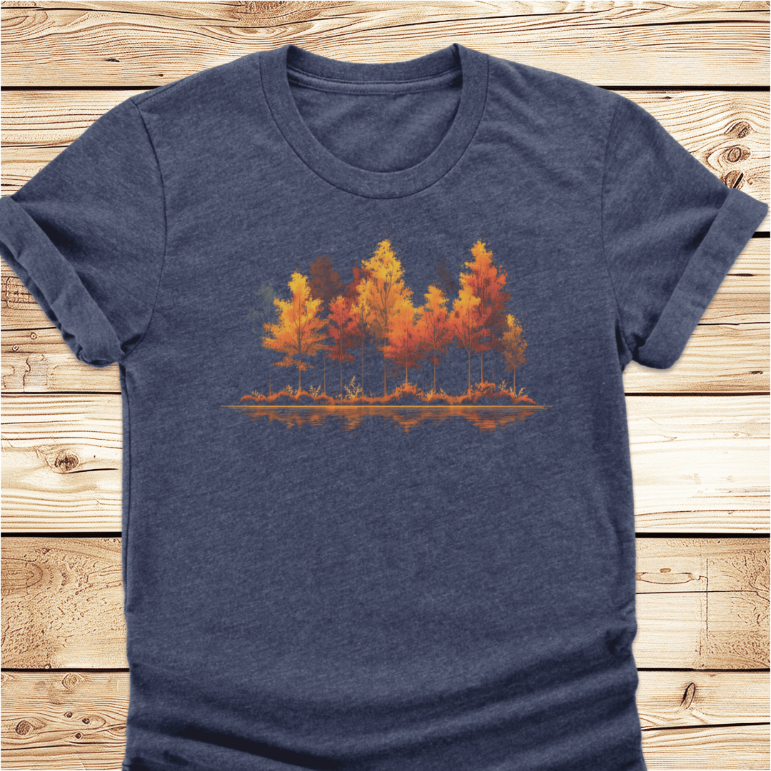 Vibrant Fall Trees at the Lake Tshirt - Ramblin Road