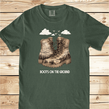 Woodblock Hiking Boots Relaxed Fit Tee - Ramblin Road