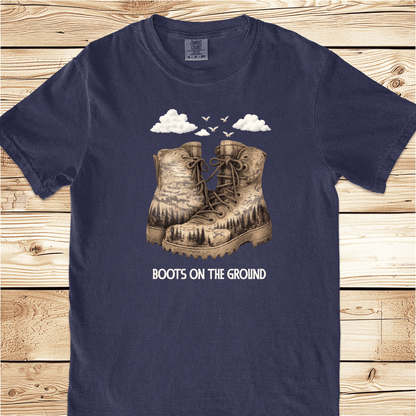 Woodblock Hiking Boots Relaxed Fit Tee - Ramblin Road
