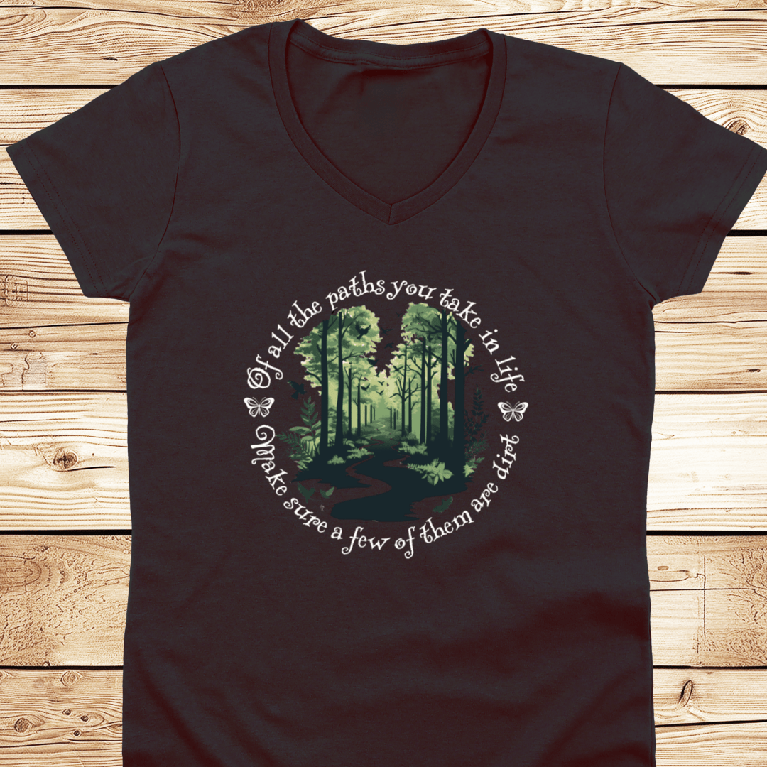Scenic Dirt Path White V-Neck - Ramblin Road