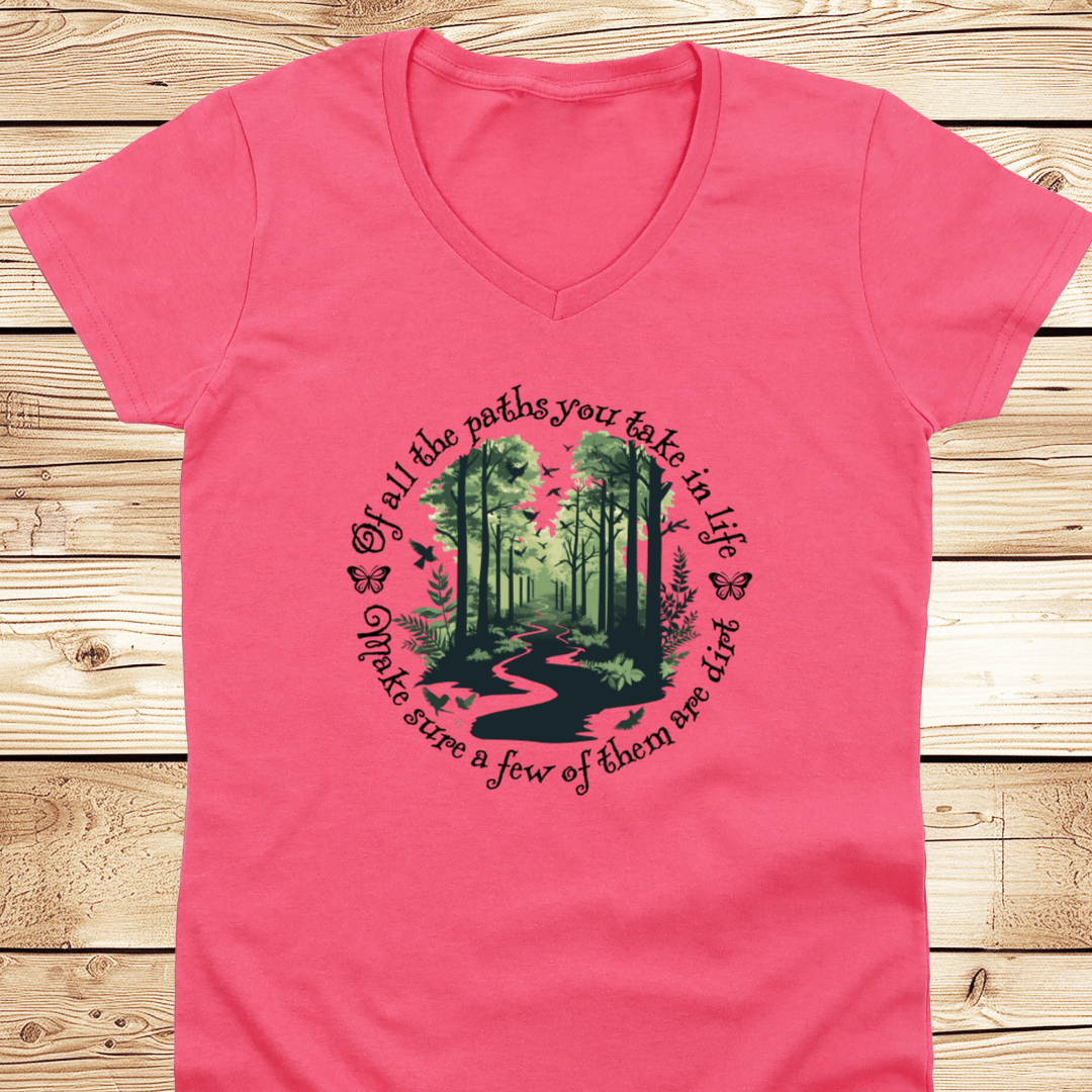 Scenic Dirt Path White V-Neck - Ramblin Road