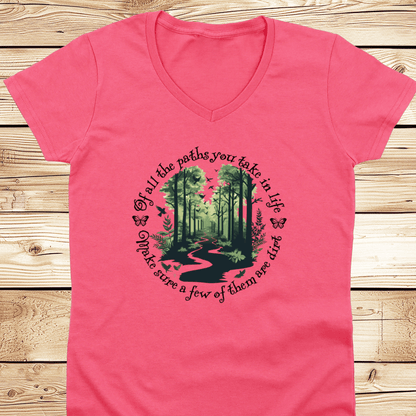 Scenic Dirt Path White V-Neck - Ramblin Road