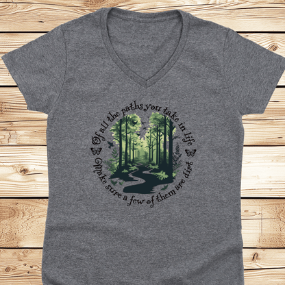 Scenic Dirt Path White V-Neck - Ramblin Road