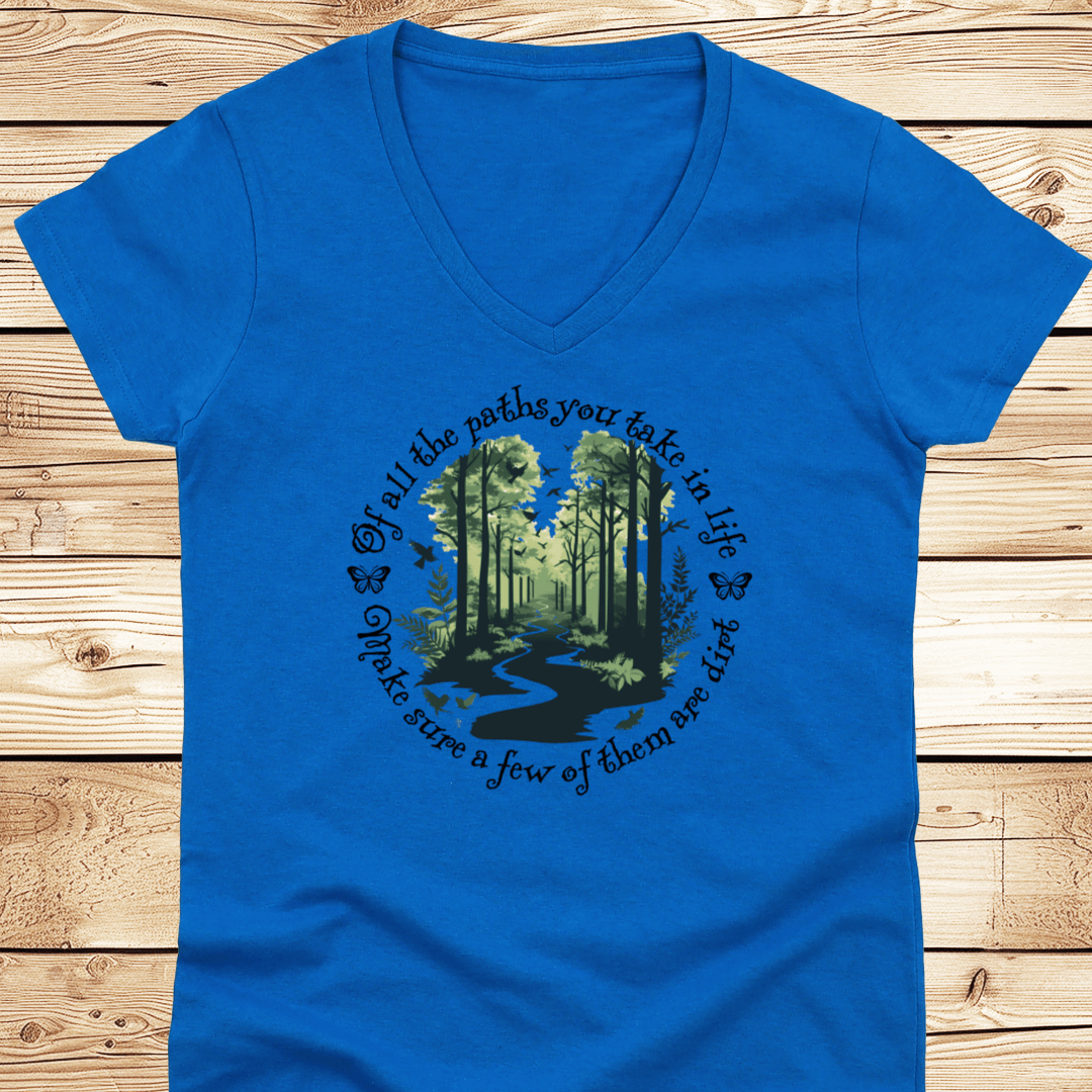 Scenic Dirt Path White V-Neck - Ramblin Road