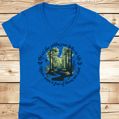 Scenic Dirt Path White V-Neck - Ramblin Road