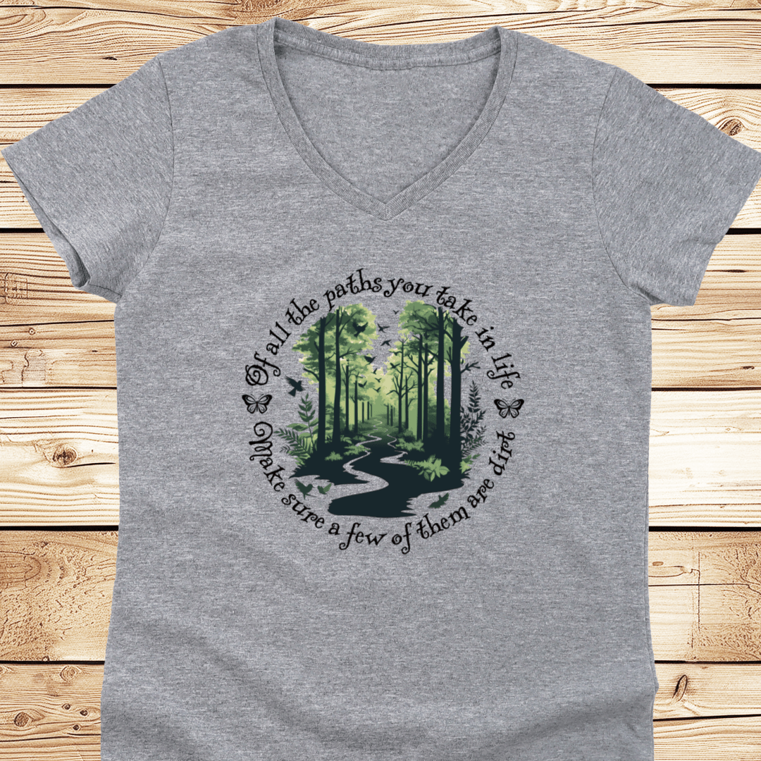 Scenic Dirt Path White V-Neck - Ramblin Road