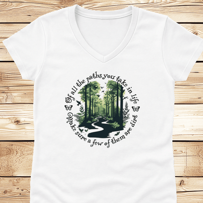 Scenic Dirt Path White V-Neck - Ramblin Road